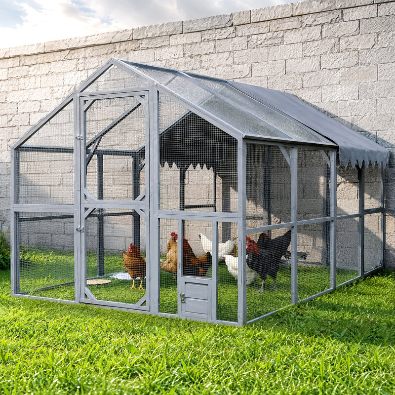 Grand enclos extérieur pour poulailler de 110 po avec couvercle amovible imperméable, cage en métal pour chatons, poulets et petits animaux, verrou sécuritaire et 2 portes