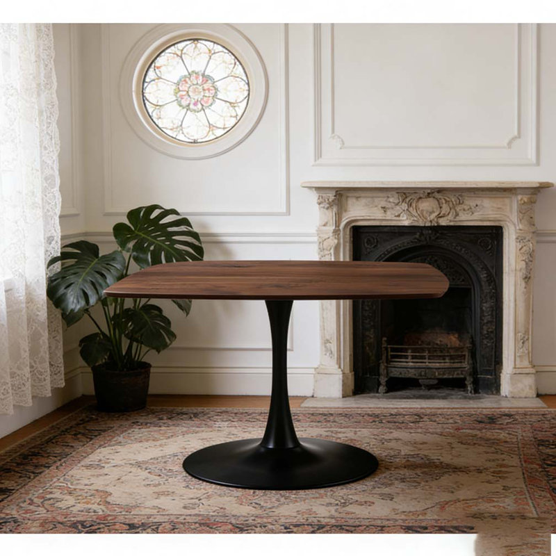 Table de salle à manger carrée 42 pouces, Noyer / noir, H 28,93 po x L 42,12 po x l 42,12 po