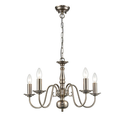 Cheltzie 5 - Light Pewter Candle Style Pendant