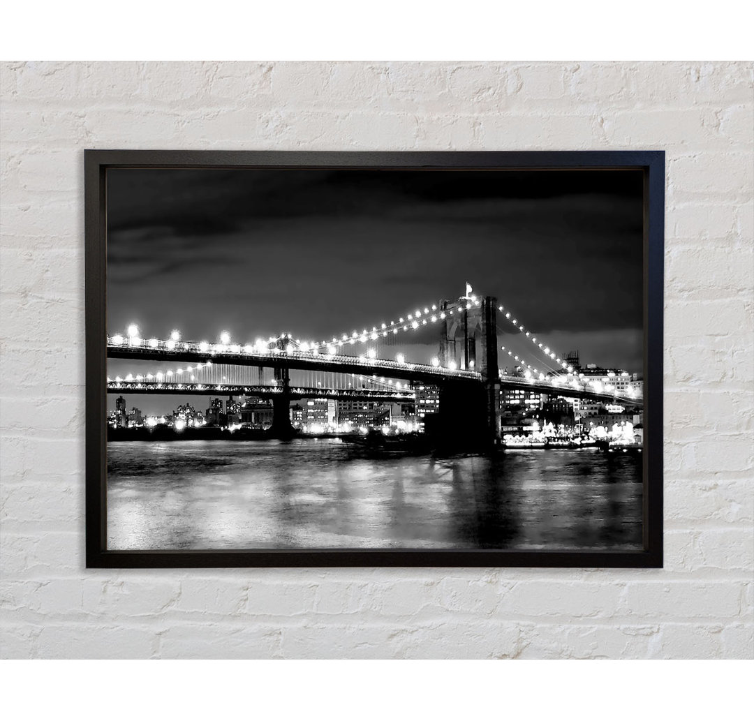 NYC Night Bridge B N W - Einzelbildrahmen Kunstdrucke auf Leinwand