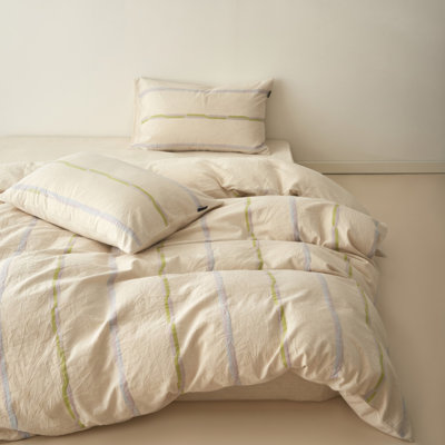 Ensemble de housse de couette à rayures en coton Faith - Qualité supérieure et naturel