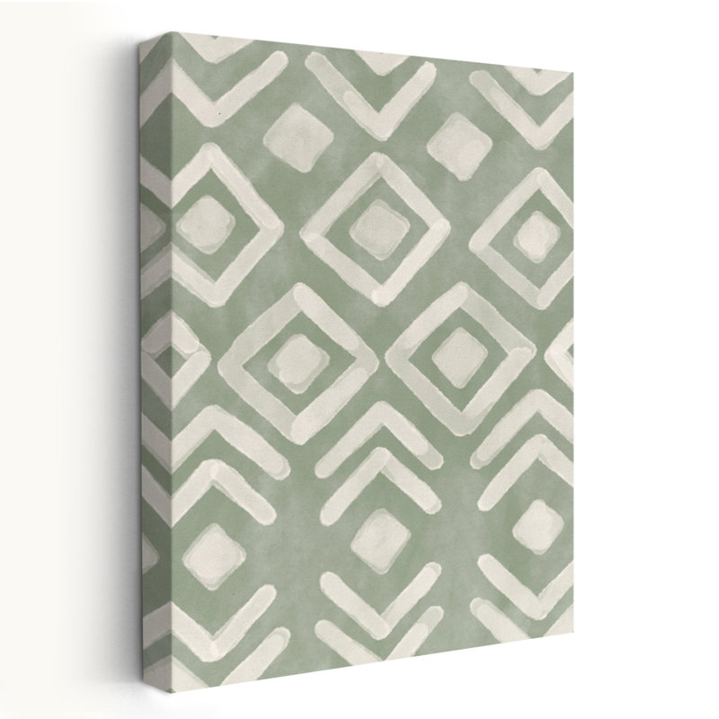 Cottage - motif botanique VIIID - flèches, diamants, géométrie, art vert, H 60 po x l 40 po