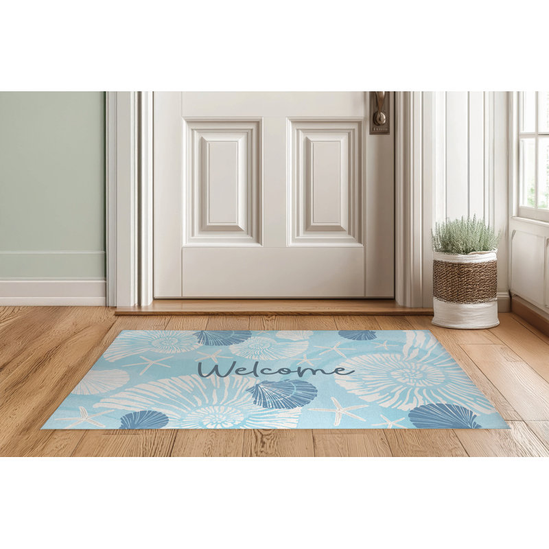 Starfish Welcome Indoor Doormat, Blue, 48" W x 72" L