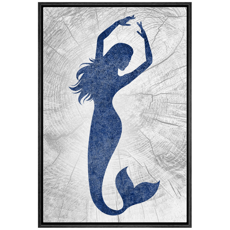 «Mermaid Dancing In Graphite Sea», reproduction sur toile flottante, Cadre noir, H 36 po x l 24 po x P 1,5 po