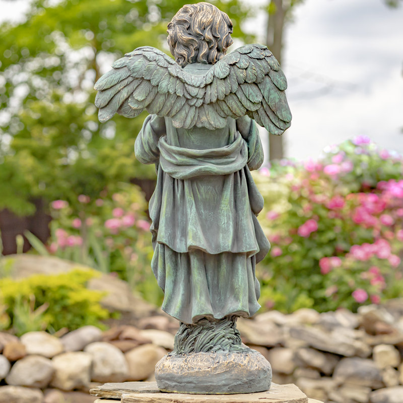 Statue de jardin enfant ange priant Magneisum, Bronze antique