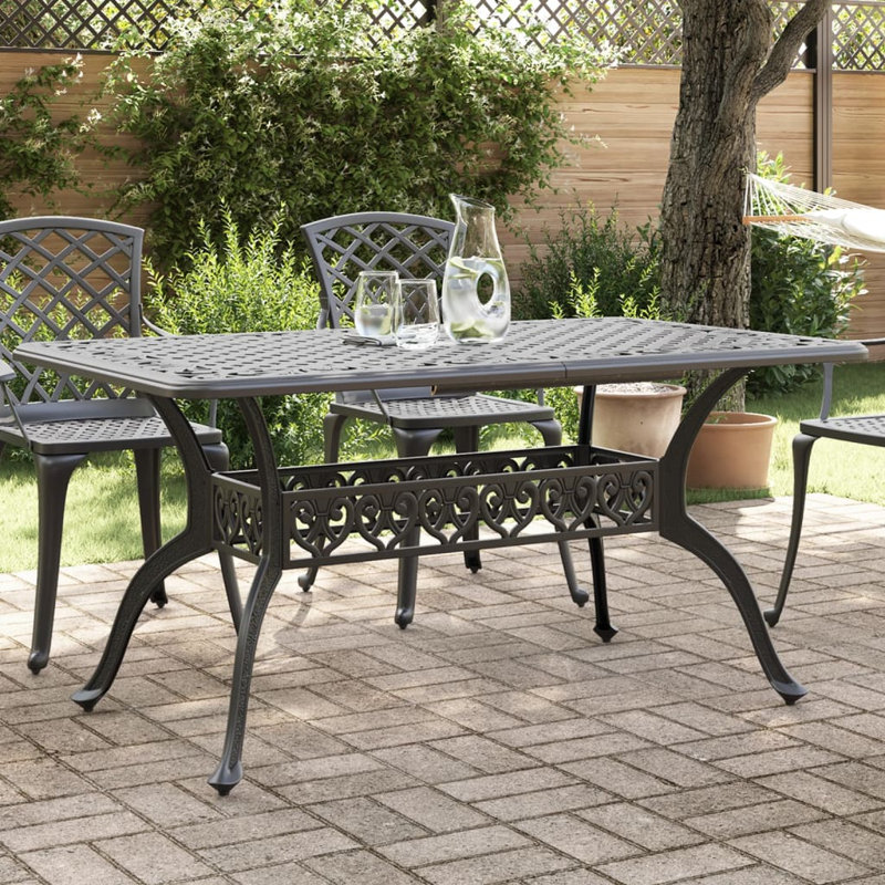 Garden Table Outdoor Dining Table Balcony Side Table Cast Aluminium, Black/Black
