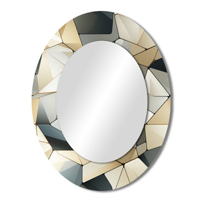Industrial Blue Haze Tessellations Geometric - Geometric Oval Decorative Mirror On Metal