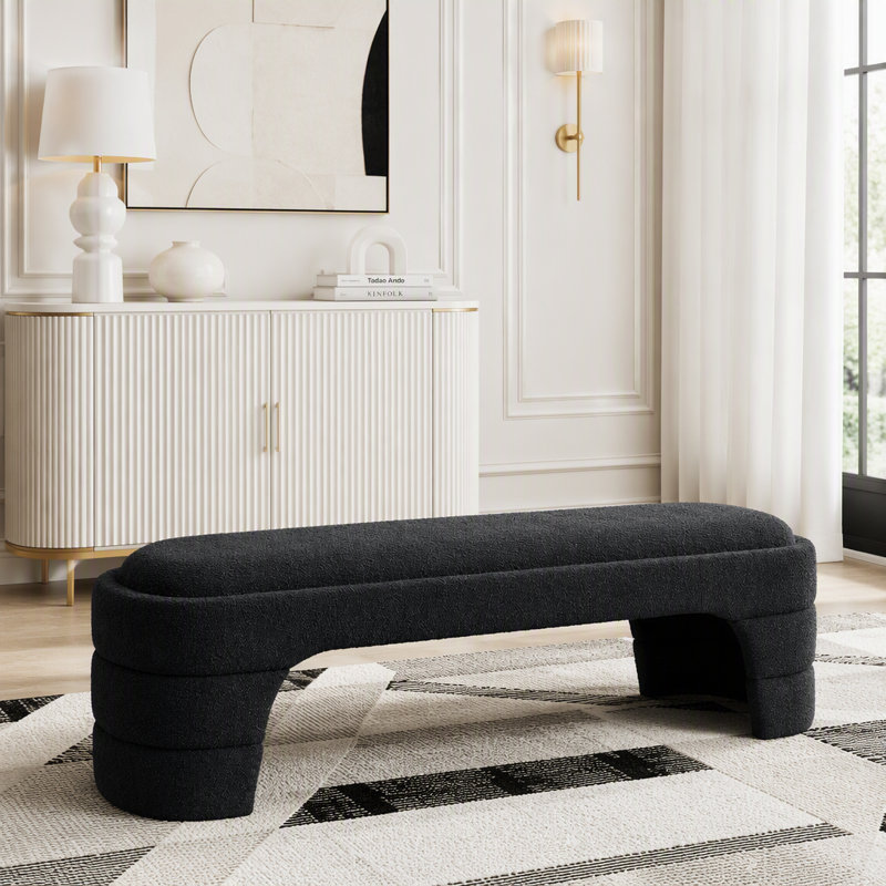 Banc de chambre rembourré sans accoudoirs de 64,96 po de largeur, Black