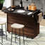 Chariot de cuisine avec armoire de rangement, poubelle inclinable, abattant, tablette ajustable, étagère à épices, chariot de luxe en noyer et rallonge - brun-1950286771