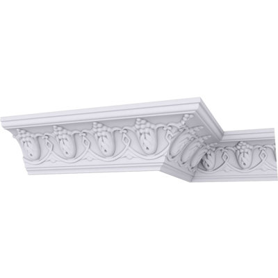 H 3 1/8 po x P 3 1/8 po x F 4 3/8 po x L 94 1/2 po, (répétition 2 3/4 po), moulure couronnée