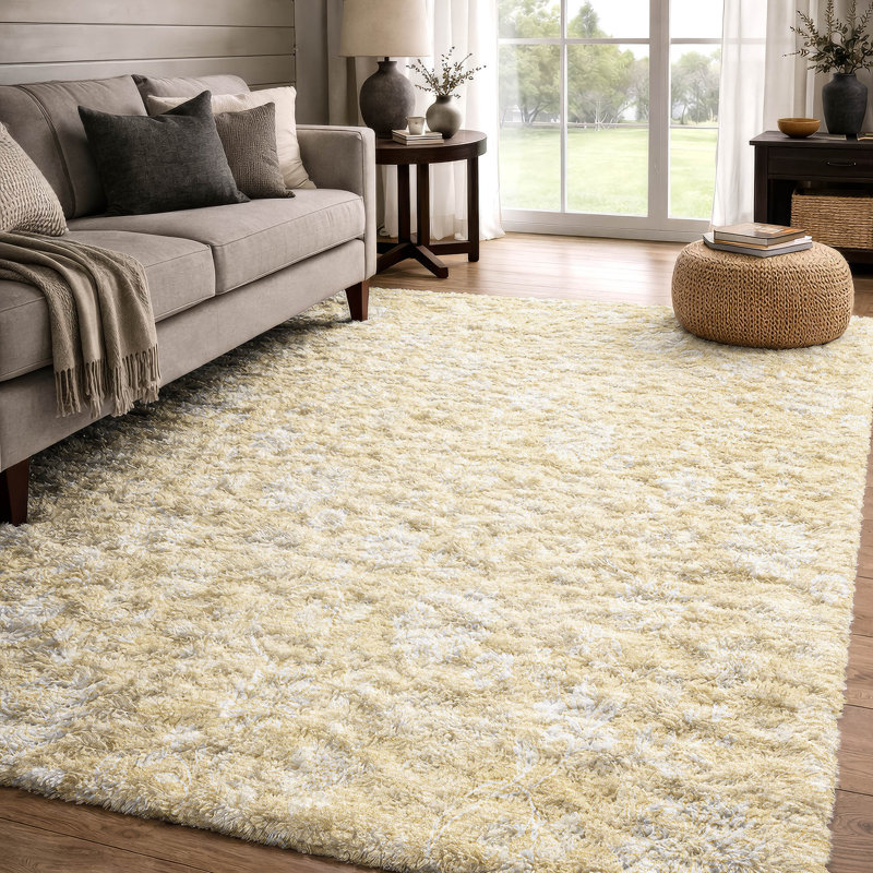 Tapis à poil long de qualité supérieure lavable à la machine ADS681, Miel, 3 pi x 5 pi
