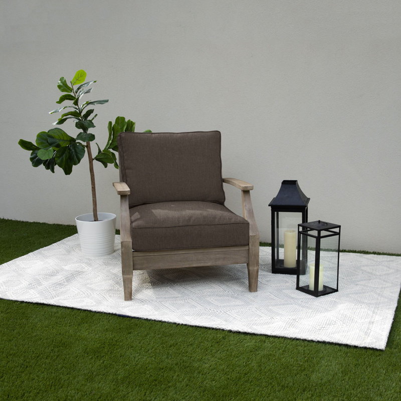 Davana Indoor/Outdoor Sunbrella Seat/Back Cushion, Dark Brown, 25" W x 25" D