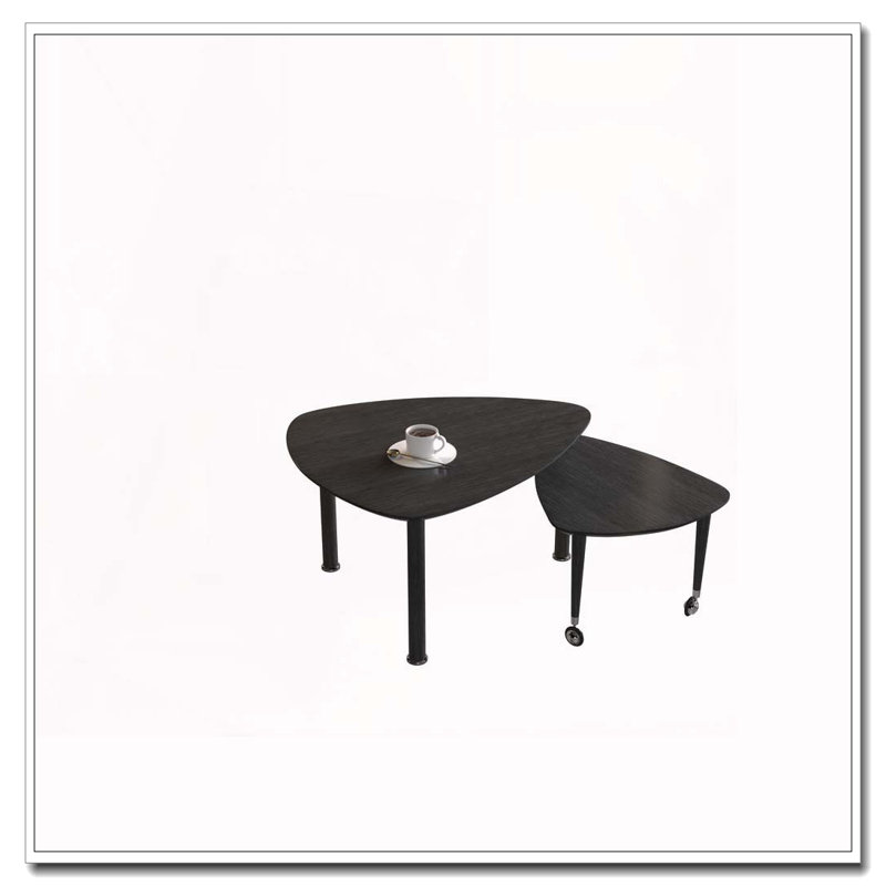 Rotatable Cocktail Table With Solid Rubber Wood Legs, Black, Black