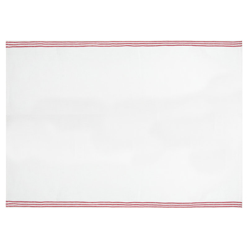 Alsace Striped Waffle Tea Towel, White/Red