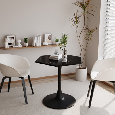 Modern Hexagonal Coffee Table With Printed Marble Top