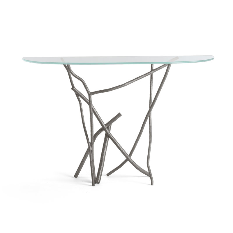 Brindille 52" W Glass Top Console Table, Natural Iron