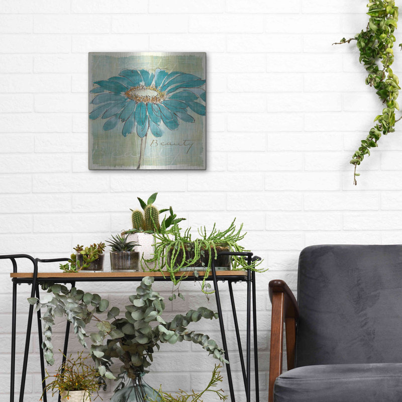 «Spa Daisies I» par Chris Paschke, art mural en métal, 12 po x 12 po, H 12 po x l 12 po