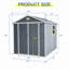 6 ft x 8 ft Resin Outdoor Storage, Plastic Garden Sheds with Floor and Lockable Door for Backyard, Lawn