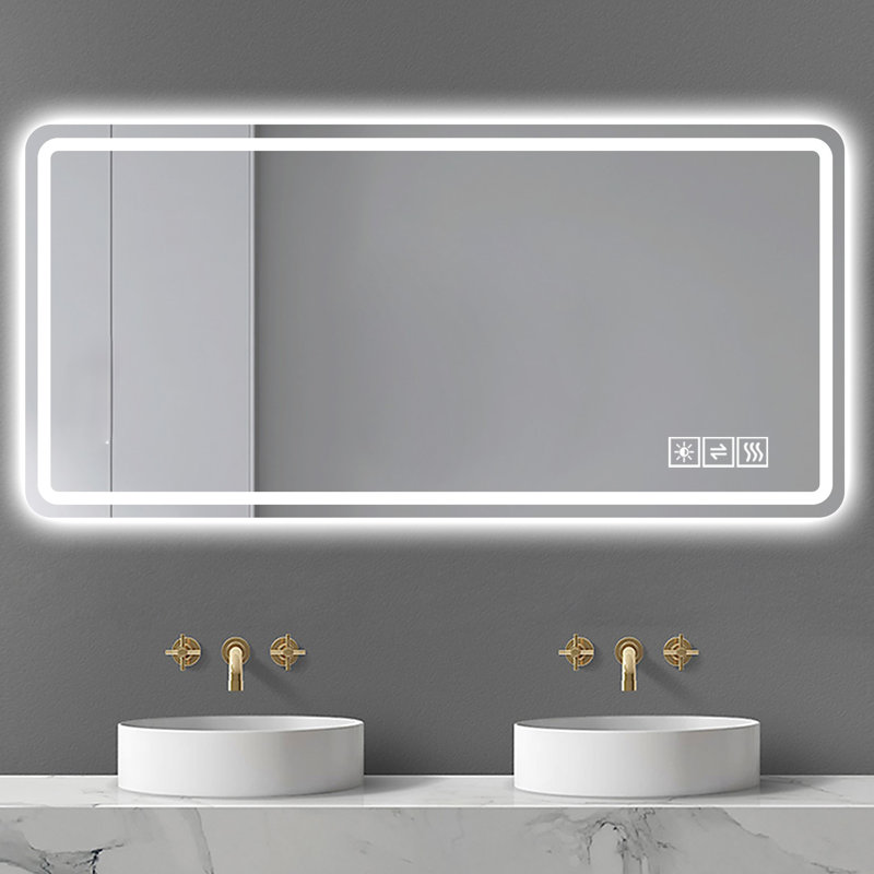 Miroir lumineux de 28 po x 60 po pour salle de bain - brouillard, couleur réglable pour une luminosité élevée, intensité variable