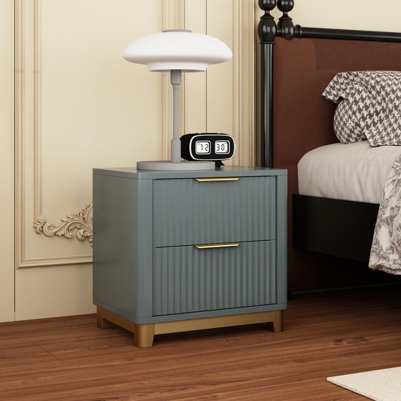 Devingo 50cm W Solid + Manufactured Wood Bedside Table, Grey
