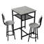 Table de bar de 3 tabourets de couleur grise avec 2 tabourets pliables pour l'espace dans les cuisines familiales et les restaurants 3 avec une construction en fer massif, décoration moderne adaptée