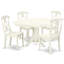 Ensemble de mobilier de salle à manger 5 pièces comprenant une table de cuisine ovale avec rallonge papillon et 4 chaises de salle à manger, lin blanc-124279330
