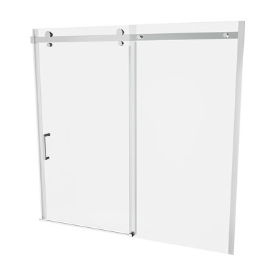 56 à 60 po L x H 58 po Porte de baignoire semi-coulissante avec verre transparent 5/16 8 mm, revêtement, quincaillerie antirouille, ajustement réglable, fonctionnement silencieux Verre trempé robuste pour porte, rouille, profil mural