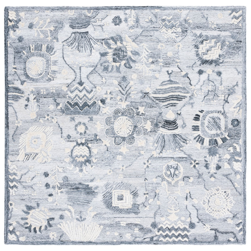 Glamour Hand Tufted Performance Floral Rug, Square 6'