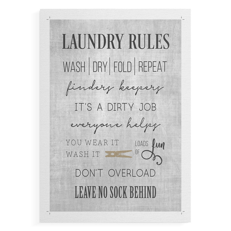 Neutral Laundry Rules - Impression sur toile seulement - NON-CADRE, H 27 po x l 18 po