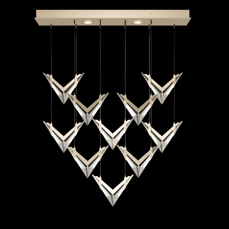 Luminaire suspendu rectangulaire l 48 po Blade, Doré