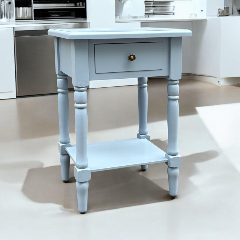 Coulmann 45cm Nightstand Bedside Table – Elegant Painted Finish with Drawer Storage for Bedroom Furniture, Blue