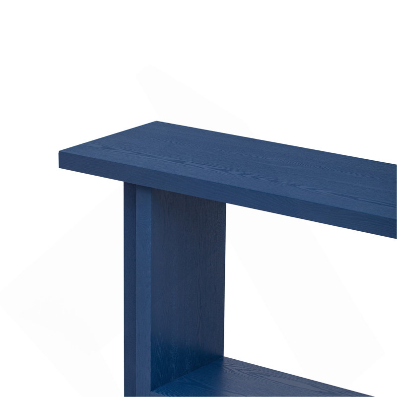 Console rétro avec pieds en T et structure à 2 niveaux, Marine