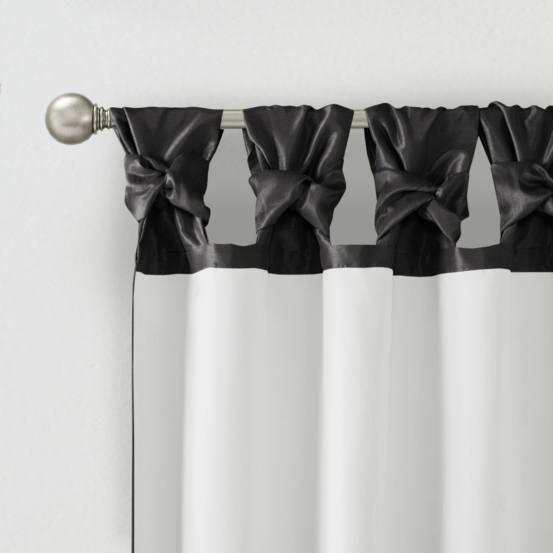 Twisted tape lined curtain panel, 50" W x 120" L, Black