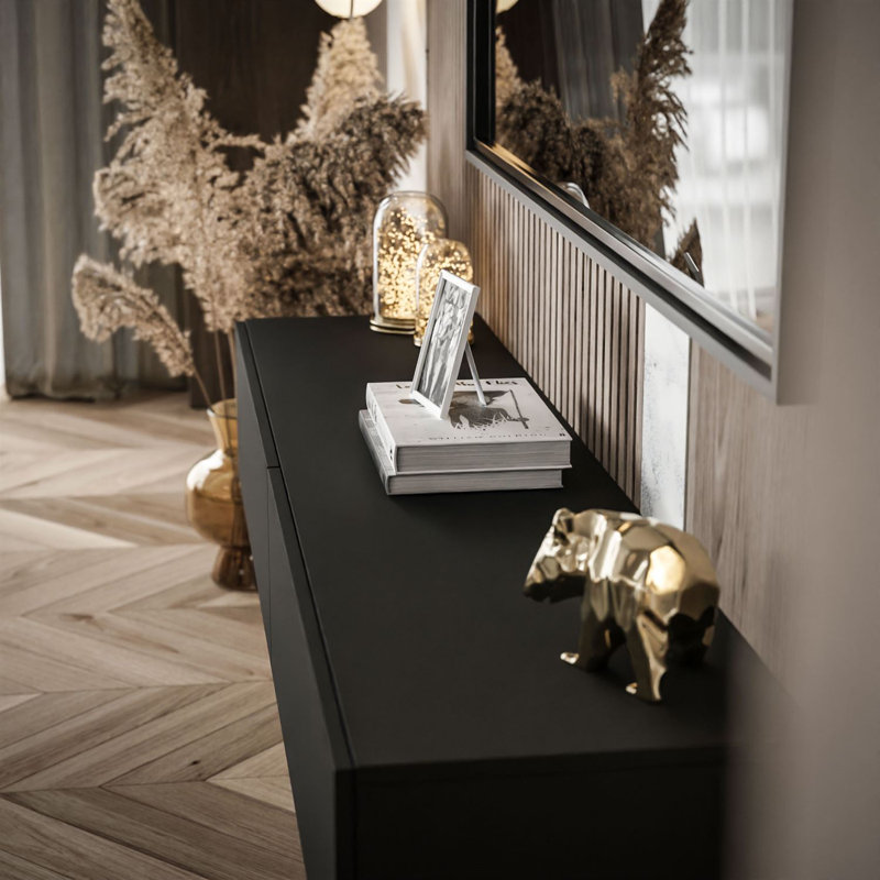COLETTE TV Stand , Czarny/Czarny Mat