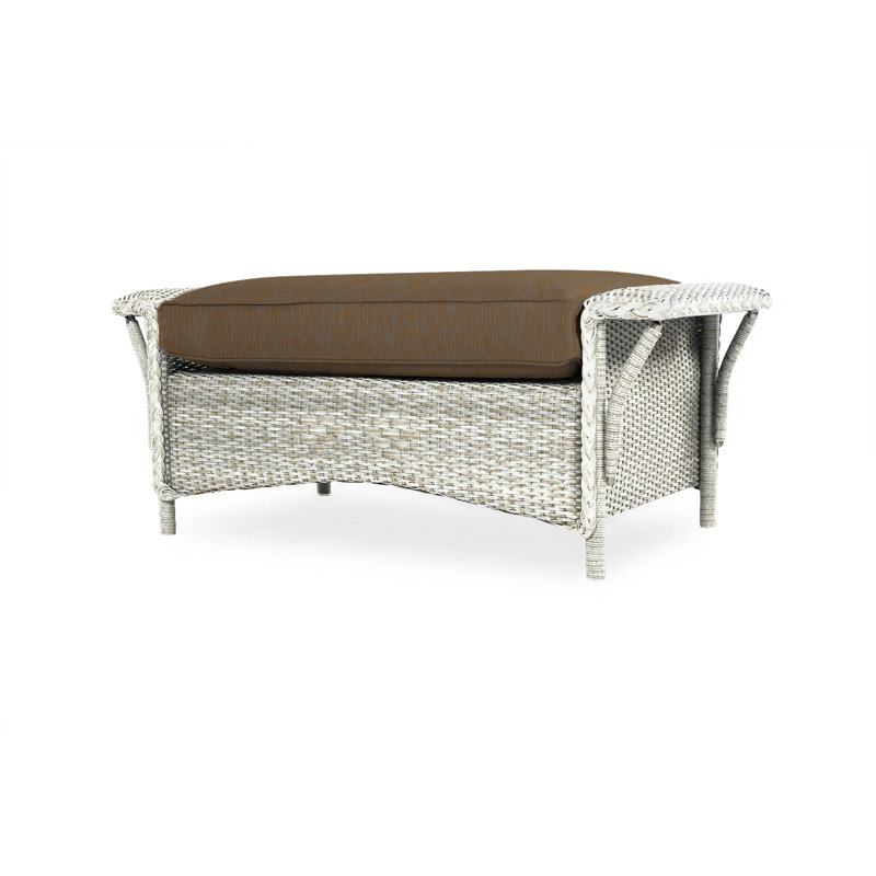 Nantucket Outdoor Ottoman, Canvas Black Sunbrella® Canvas, Antique White