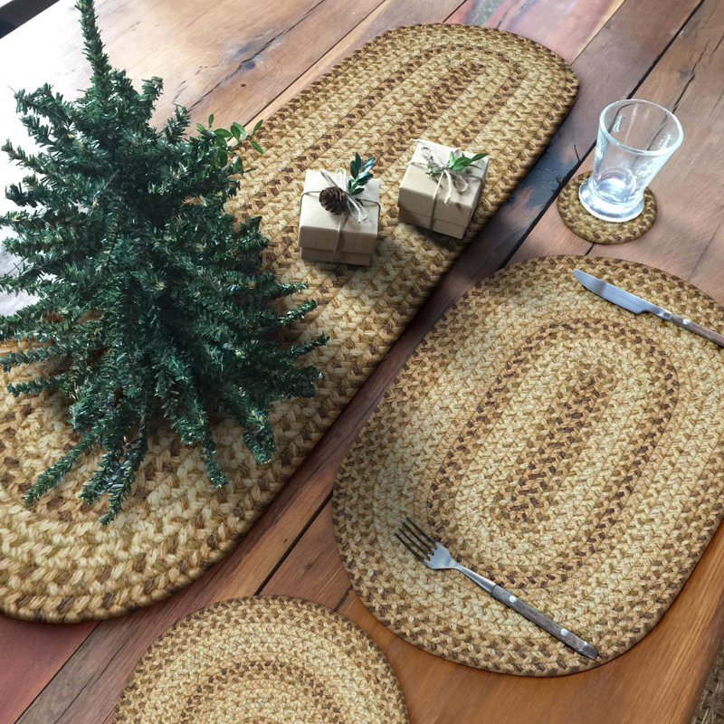 Jute Braided 15" Round Placemats Reversible Farmhouse Style (Set Of 6), Brown/Beige/Tan/Cream