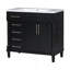 Meuble-lavabo de salle de bain avec lavabo en résine, armoire de rangement autoportante avec 2 tiroirs et un tiroir basculant