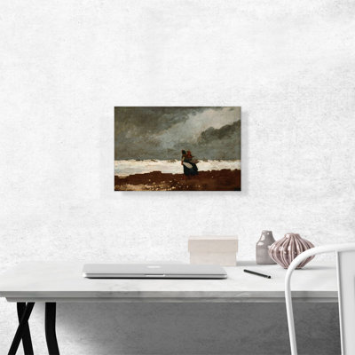 "Deux personnages au bord de la mer" par Winslow Homer, reproduction d'art sur toile tendue