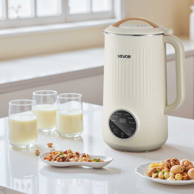 8-in-1 Nut Milk Maker, 34 oz Soy Milk Maker with 180W Blending, for Homemade Oat, Nut, Soy, Juice, Milkshake, Rice Cereal, Plant-Based Beverages with Self-Cleaning, Boil Water, 12-Hour Delay