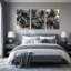 Abstrait art nautique bleu sarcelle et cramoisi, ensemble de 3 toiles-131364592