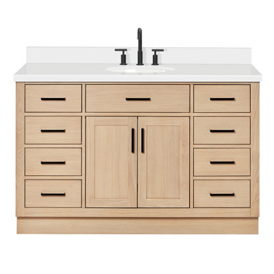 Thornaby 54'' Solid Wood Single Bathroom Vanity with 1.5'' White Quartz Top Sink