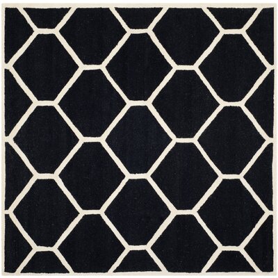 Deedgra Geometric Handmade Tufted Wool Black/Ivory Area Rug -  George Oliver, VKGL5260 32900837