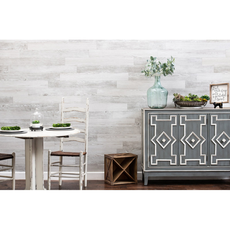 Panneaux muraux adhésifs 4 po x 36 po E-Z Wall (paquet de 1), Blanc délavé