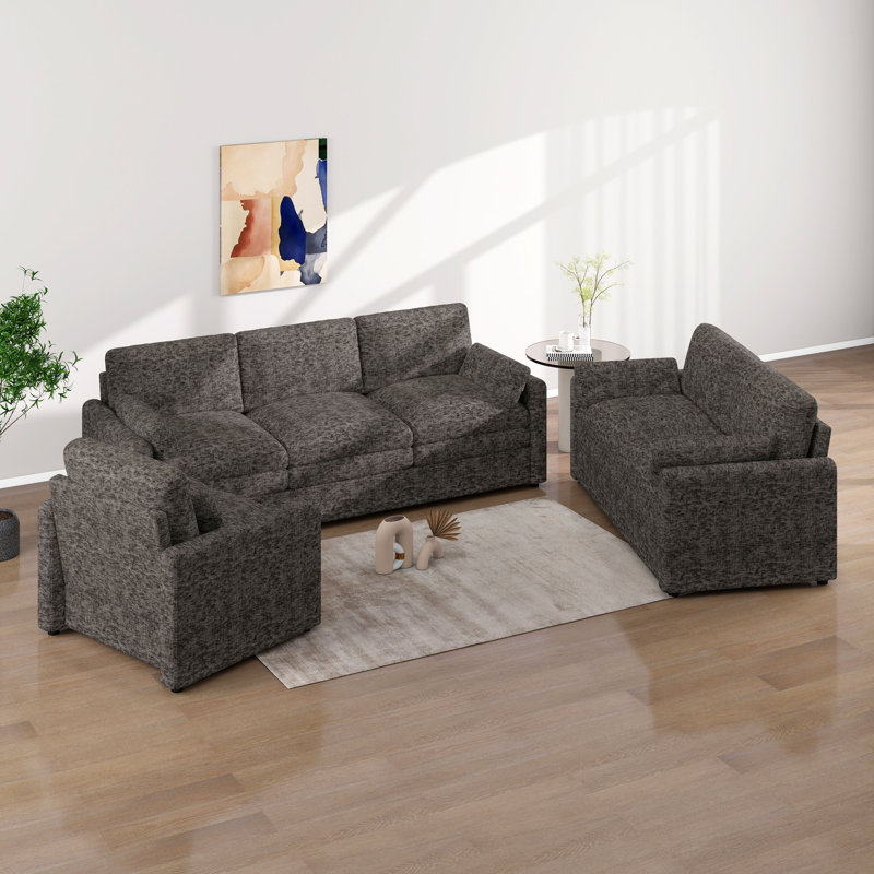Ensemble de canapés 6 places, ensemble de canapés confortables surdimensionnés 3 pièces avec double coussin moelleux, sièges rembourrés confortables pour le salon