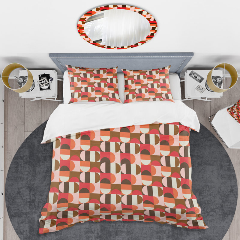 Modern & Contemporary Twill Drunkard's Path Duvet Cover, King Duvet Cover + 2 Shams