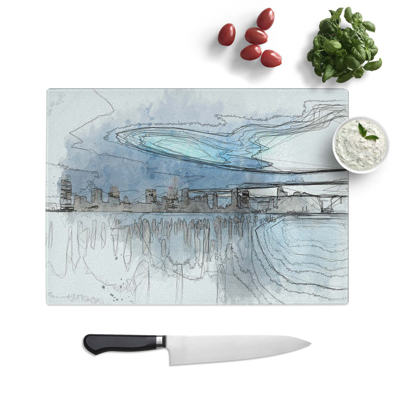 Tempered Glass New Jersey Skyline Chopping Board, 39 cm W x 28.5 cm L