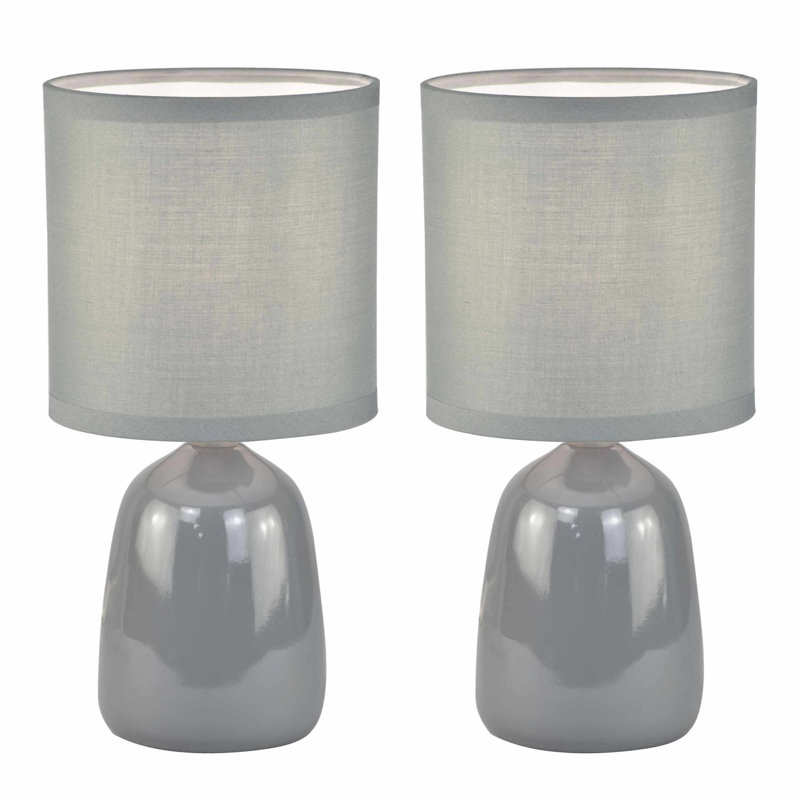 Mellisha Ceramic Table Lamp, Grey Glaze, Grey