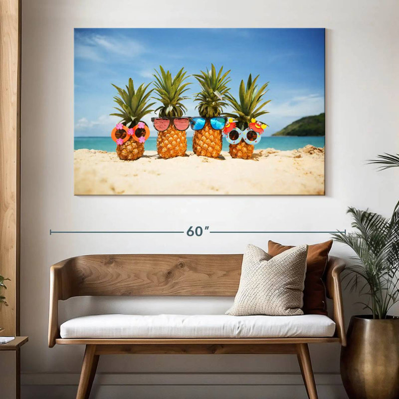 Yarlin Summer Beach Pineapples, 34" H x 51" W