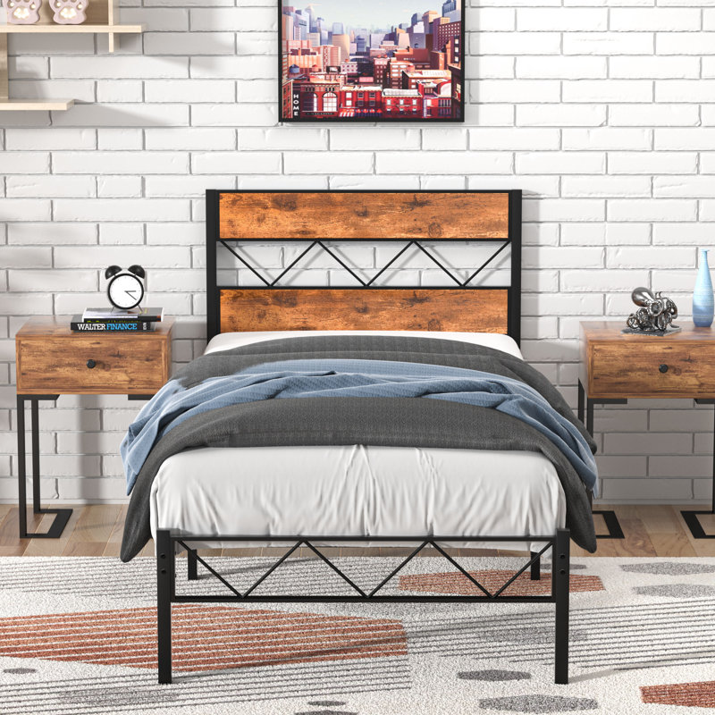 Alicia Metal Piece Bedroom Set, Twin, Brown