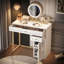 Meuble-lavabo de 31,5 po avec miroir éclairé, coiffeuse de luxe avec 2 tiroirs et 1 armoire, 3 modes d'éclairage disponibles pour la chambre à coucher